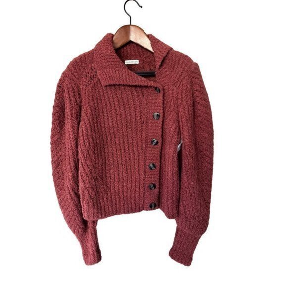 NWOT Ulla Johnson - Matilde Turtleneck brown alpaca wool sweater cardigan size X - Picture 2 of 9